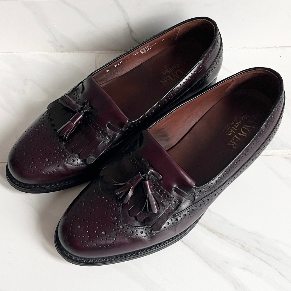 Hanover MasterFlex 8 D/B Burgundy Leather Tassel Kiltie Wingtip Loafers 2502